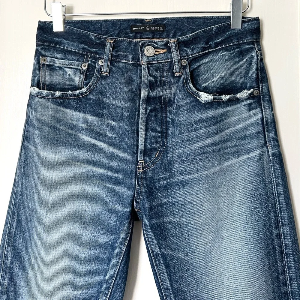Moussy x Barneys High Rise Slim Straight Ankle Denim Medium Dark Rinse 25‎ - Picture 2 of 6